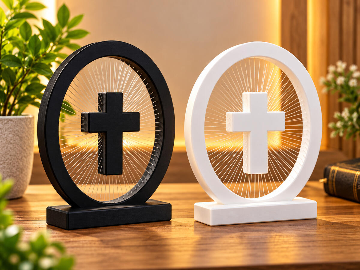 Black and white 3D printed Christian cross decorations by 3DZ6.